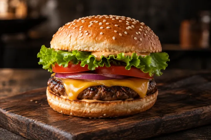 Cheeseburger, KI-generierter Serviervorschlag